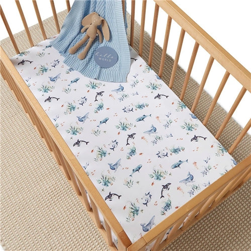 Organic Cotton Fitted Cot Sheet - Ocean