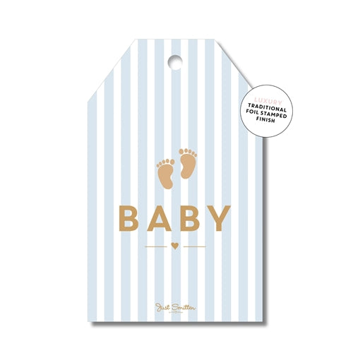 Gift Tag - Striped Blue Baby
