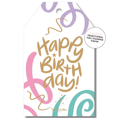 Gift Tag - Happy Birthday Swirls
