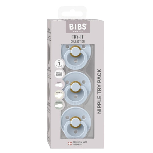 BIBS Dummies Try-it Colour 3pk - Baby Blue