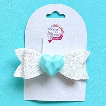 Hair Bow -Blue Heart