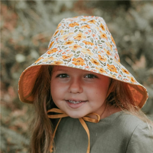 'Sightseer' Girls Wide-Brimmed Sun Bonnet - Margaret / Maize