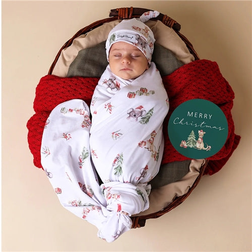 Kangas & Koalas Organic Jersey Wrap & Beanie Set