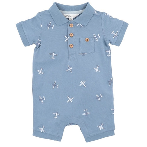 HARLAN Embroidered SS Polo Romper