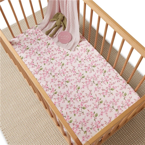 Fitted Cot Sheet - Cherry Blossom