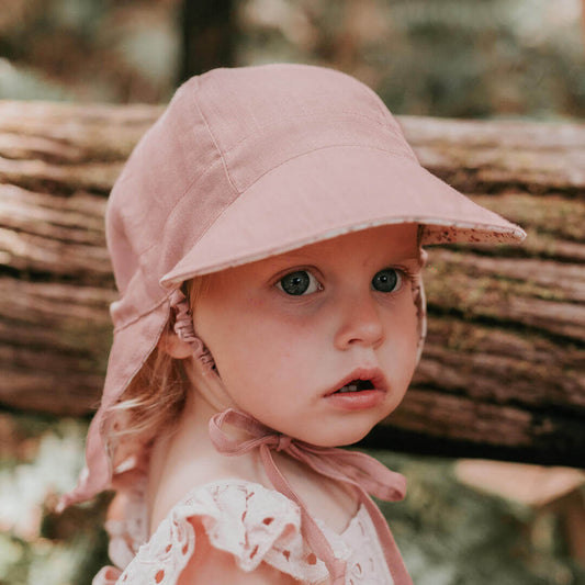 'Lounger' Flap Sun Hat - Ruby/Rosa