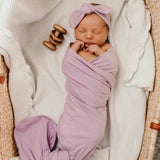 Lilac Organic Jersey Wrap & Topknot Set