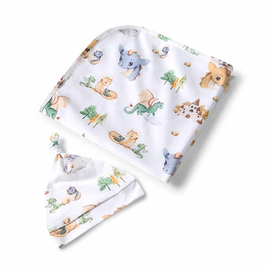 Dragon Organic Jersey Wrap & Beanie Set