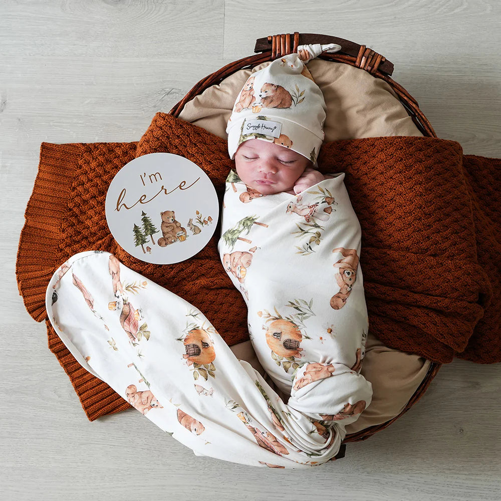 Bears Organic Jersey Wrap & Beanie Set