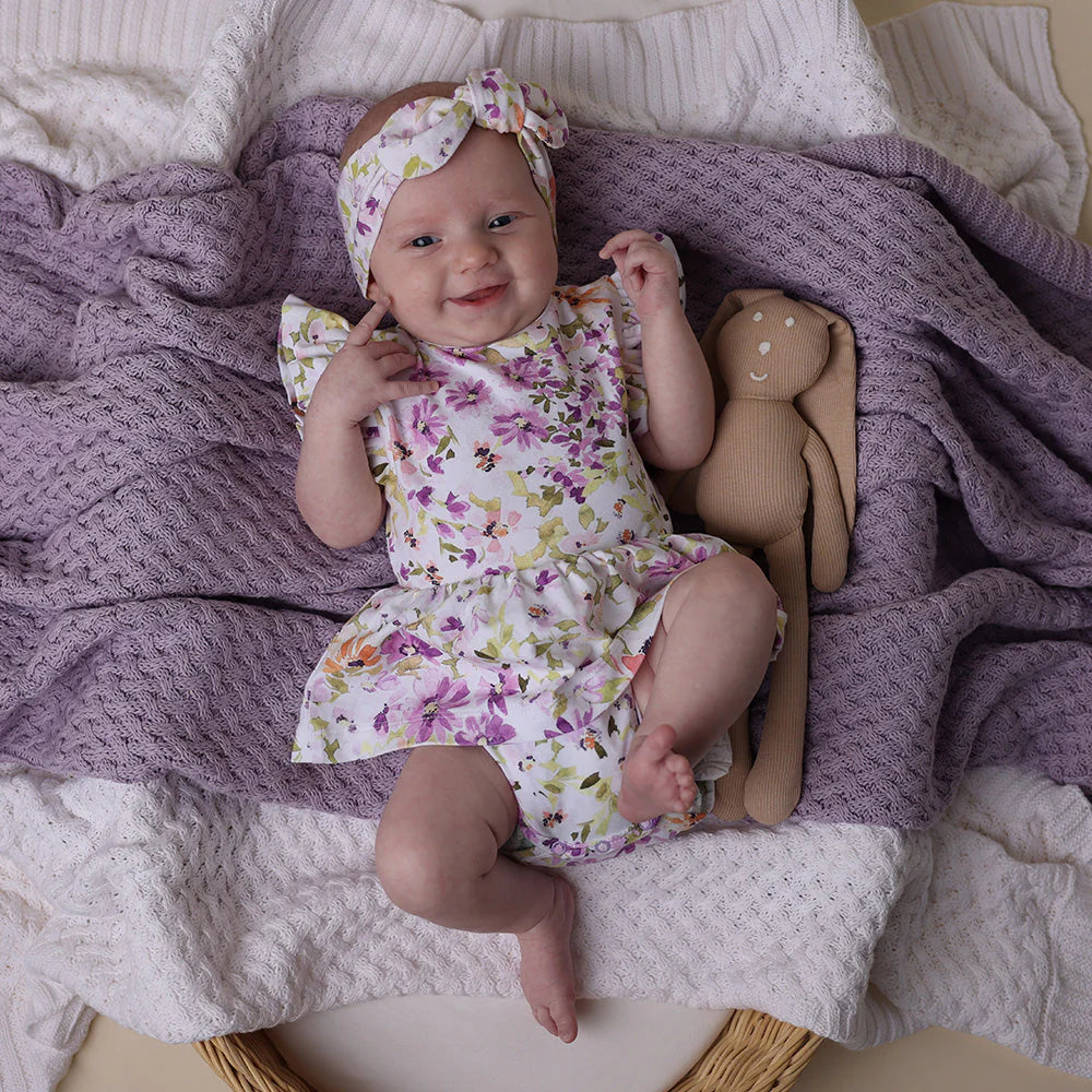 Lavender Diamond Knit Organic Baby Blanket