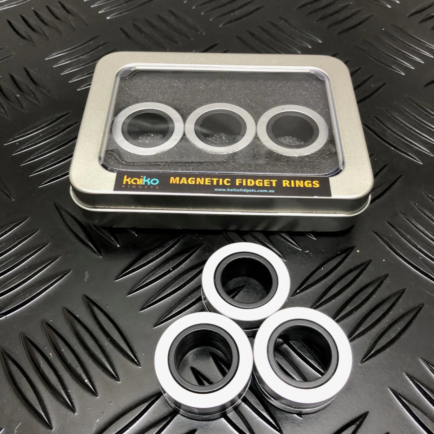 Premium Magnetic Fidget Rings in Window Tin