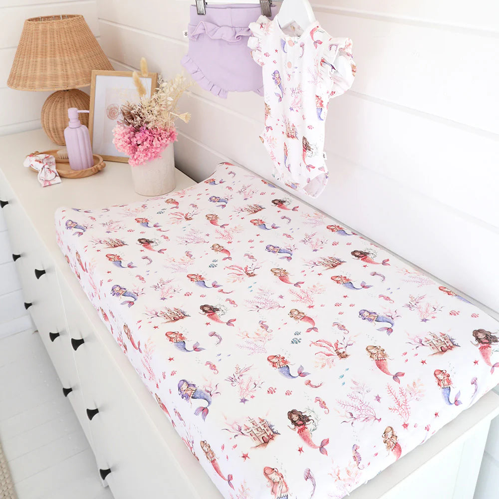 Mermaid Organic Bassinet Sheet / Change Pad Cover