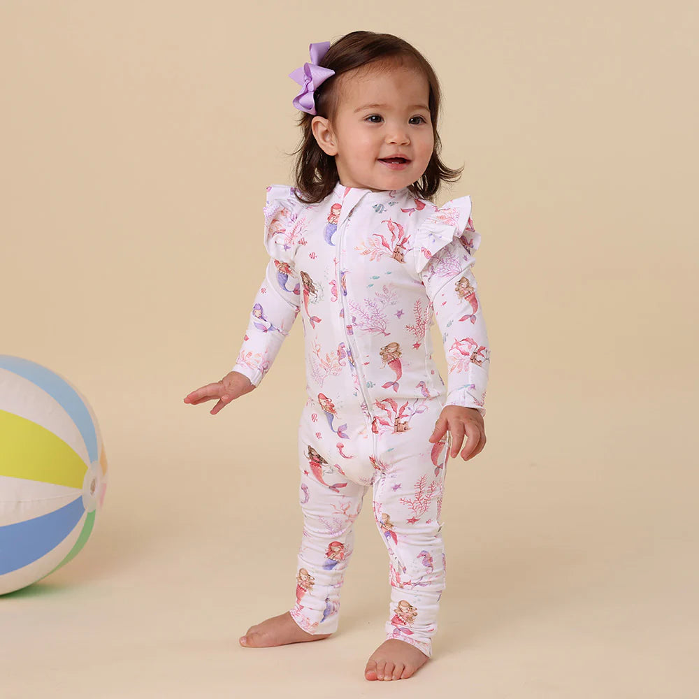 Mermaid Organic Snugglesuit Convertible Romper with Frill