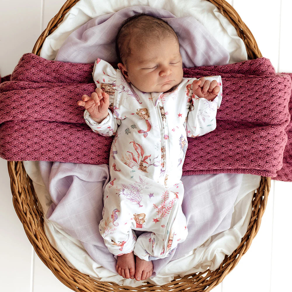 Mermaid Organic Snugglesuit Convertible Romper with Frill