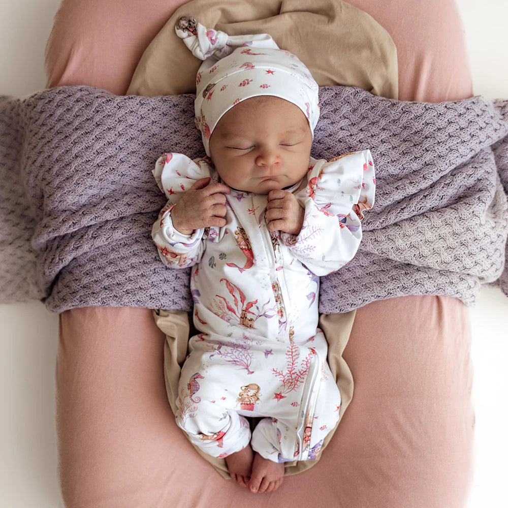 Mermaid Organic Snugglesuit Convertible Romper with Frill