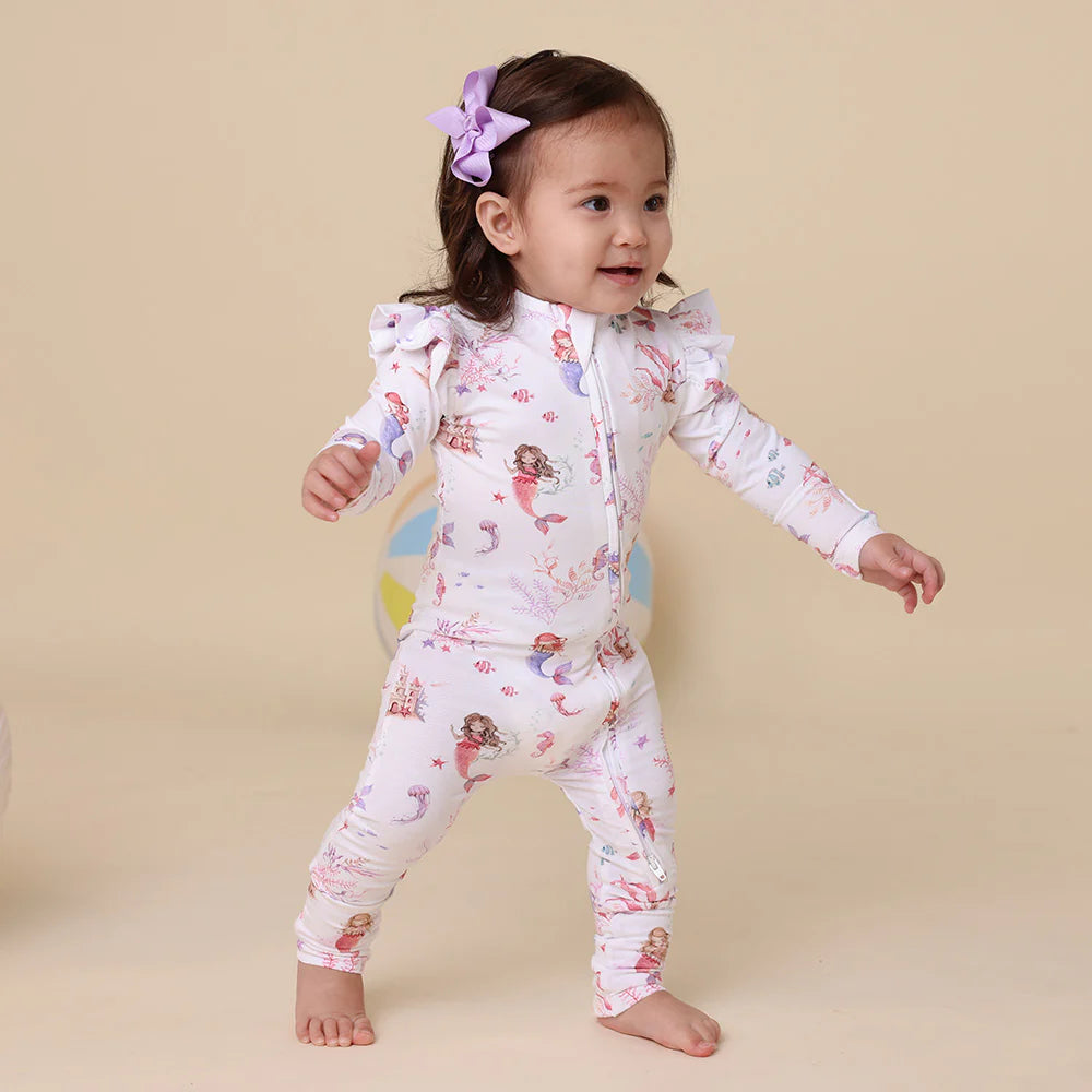 Mermaid Organic Snugglesuit Convertible Romper with Frill