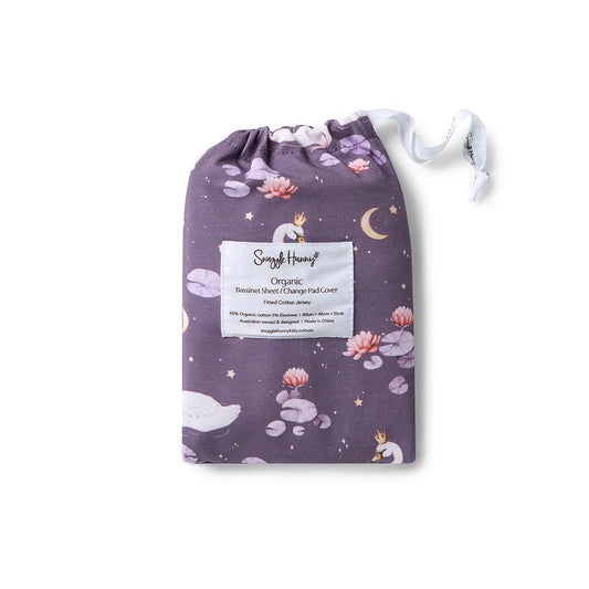 Midnight Swan Organic Bassinet Sheet / Change Pad Cover