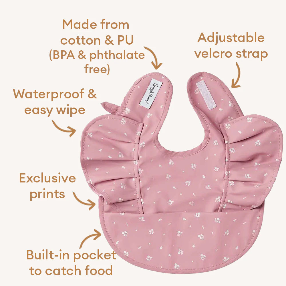 Pink Fleur Frill Snuggle Bib