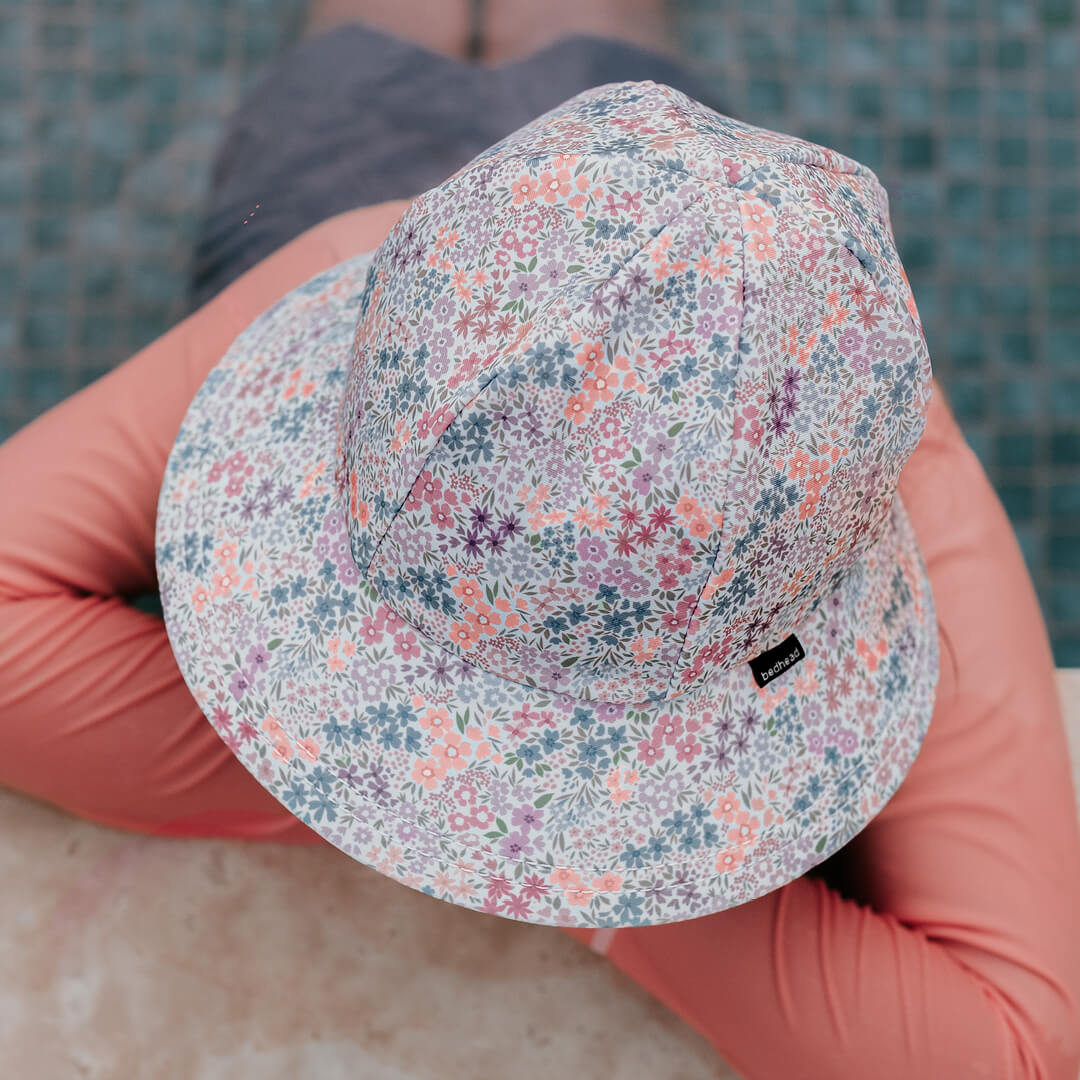 Ponytail Swim Bucket Beach Hat -  Blossom