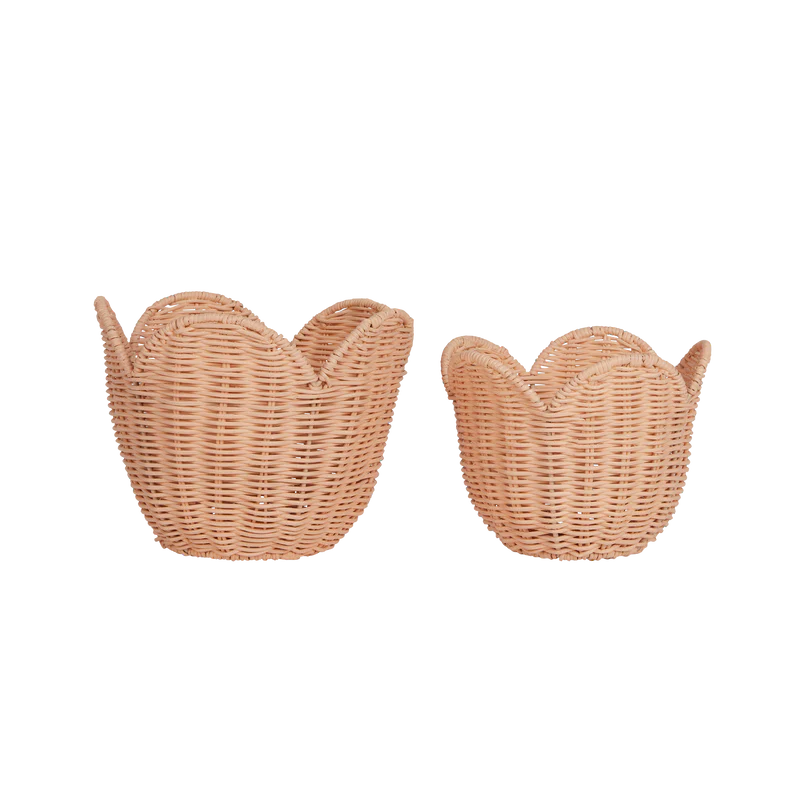 Rattan Lily Basket Set - Seashell Pink