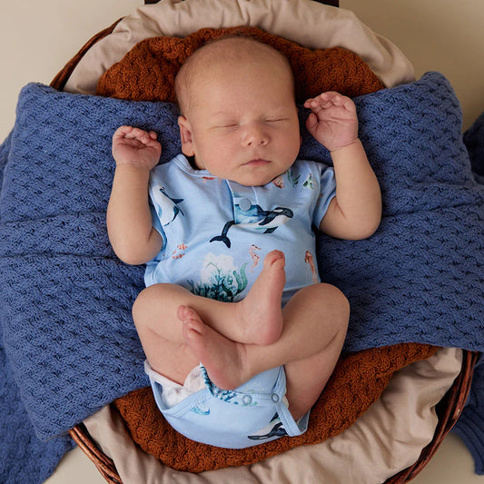 Ocean Blue Short Sleeve Organic Bodysuit