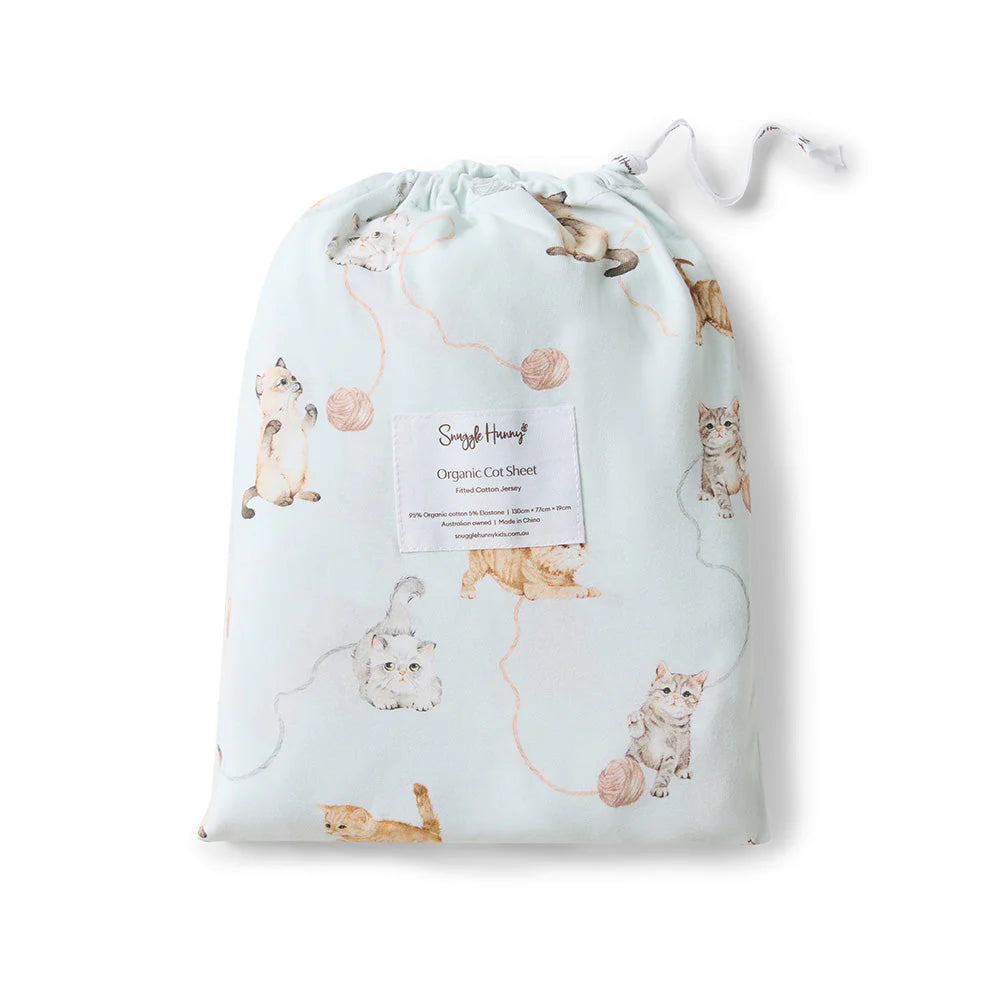 Organic Fitted Cot Sheet - Kitten