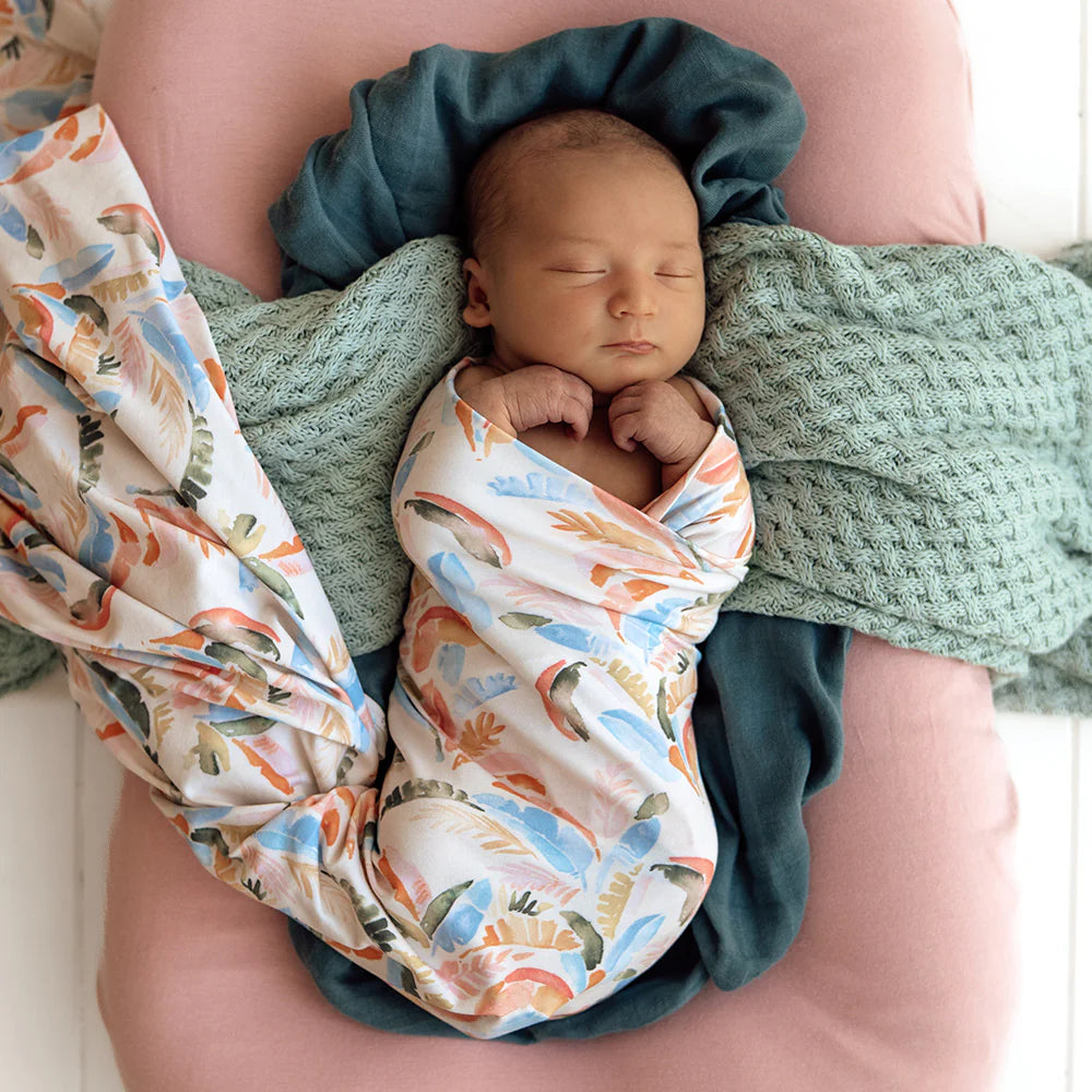 Summer Palm Organic Jersey Wrap & Top Knot Set