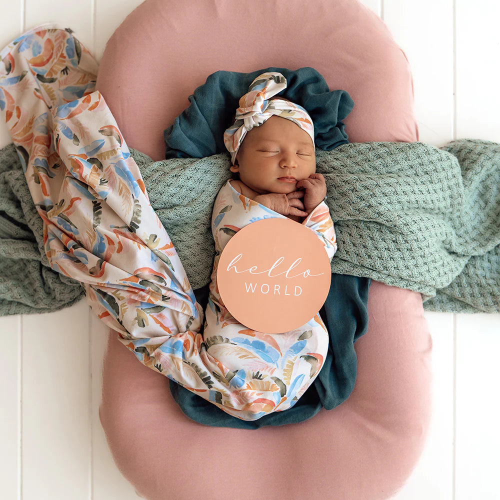 Summer Palm Organic Jersey Wrap & Top Knot Set