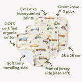 Vintage Cars Organic Wash Cloth - 3pk