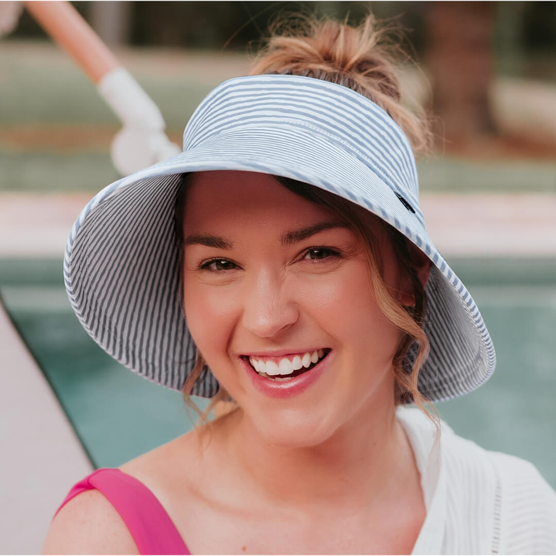 Ladies Wide-Brimmed Swim Visor Beach Hat - Stevie