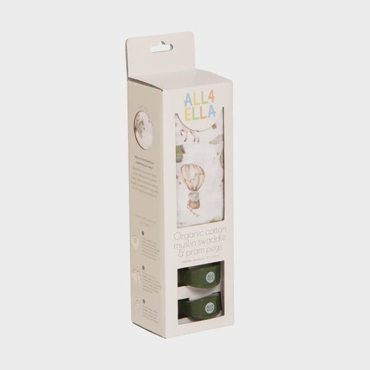 Muslin & 2 Pram Peg Box Set - Monkey Carnival