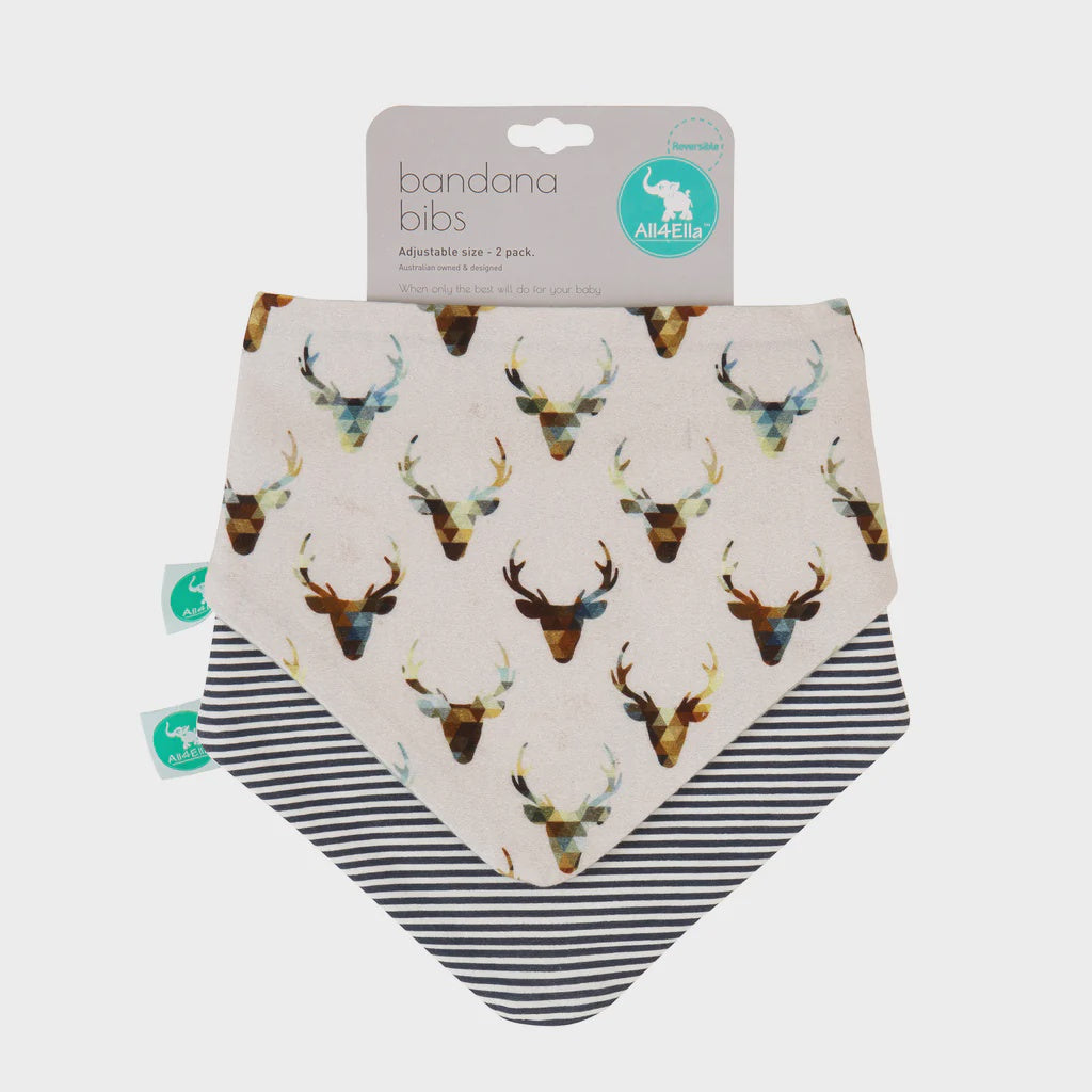 Bandana Bibs 2pk - Stag