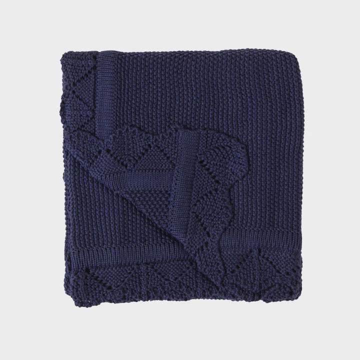 Knitted Blanket - Navy