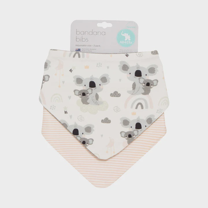 Bandana Bibs 2pk - Koala (pink)