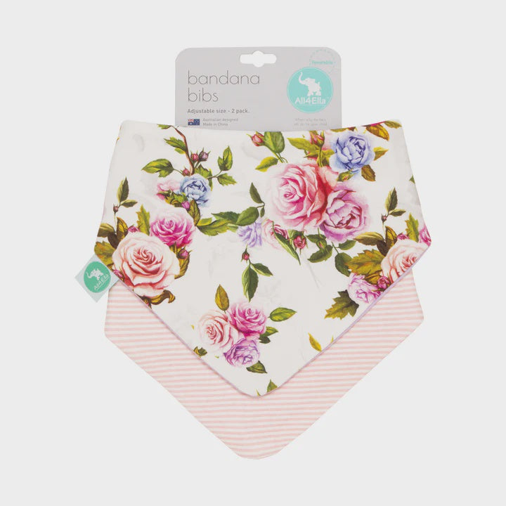 Bandana Bibs 2pk - Rose