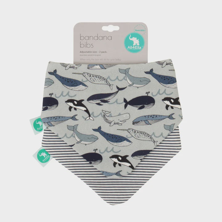 Bandana Bibs 2pk - Whale Pod