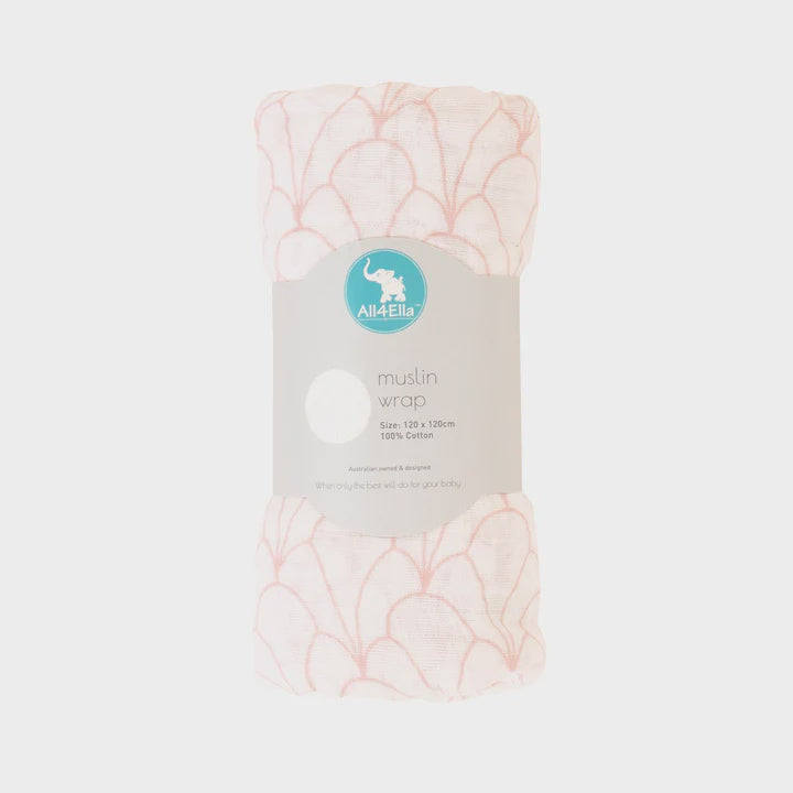 Muslin Wrap - Antique Blush on White