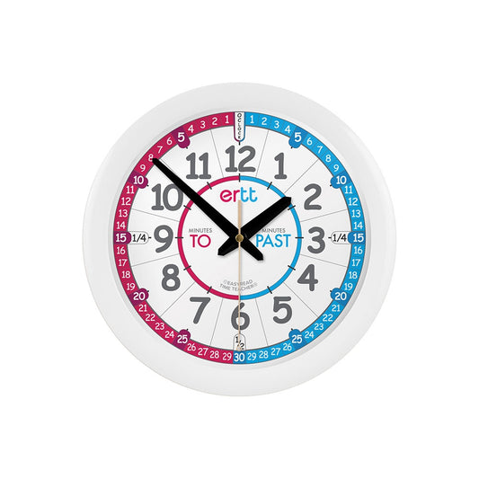 Easy Read Wall Clock - Blue/Red Face
