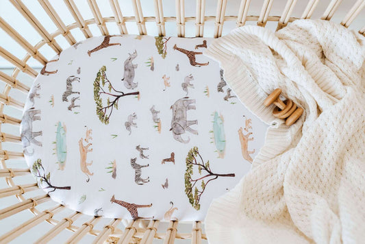 Bassinet Sheet / Change Pad Cover - Safari