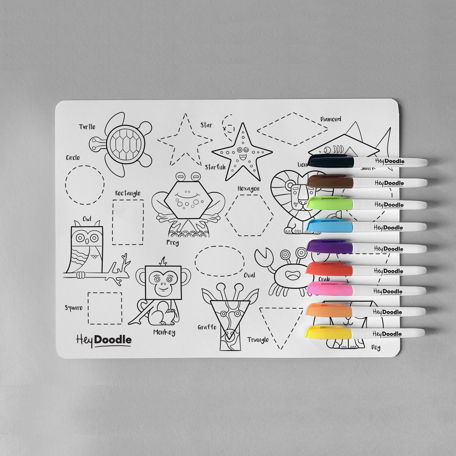 Shape Shifters Reusable Drawing Mat & Markers (Shapes) by Hey Doodle