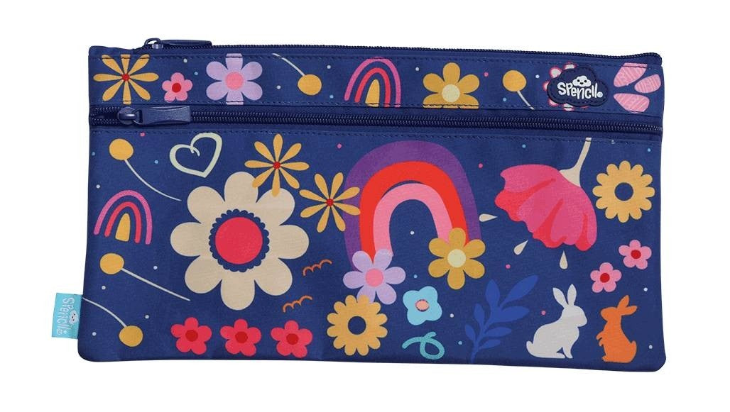 Twin Zip Pencil Case - Flower Power