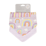 Bandana Bibs 2pk - Lilac Rainbows