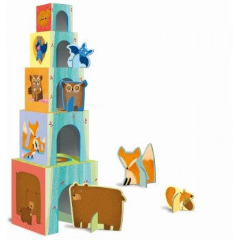 Baby Animals of the Forest Stacker with 3D Animals and Book Set