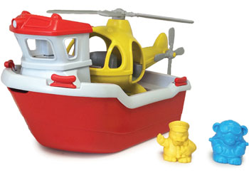 Green Toys Rescue Boat with Helicopter