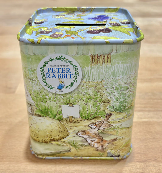 Peter Rabbit tin money box