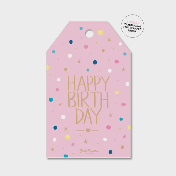 Gift Tag - Pink Confetti Birthday