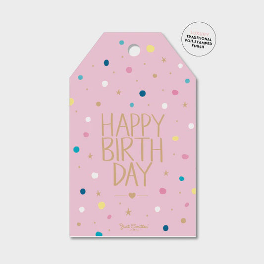 Gift Tag - Pink Confetti Birthday