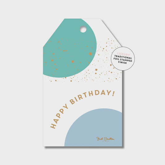 Gift Tag - Aqua Birthday Bubbles