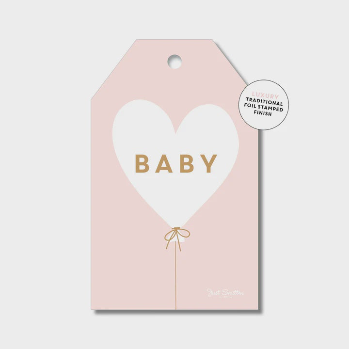 Gift Tag - Baby Heart Balloon Pink