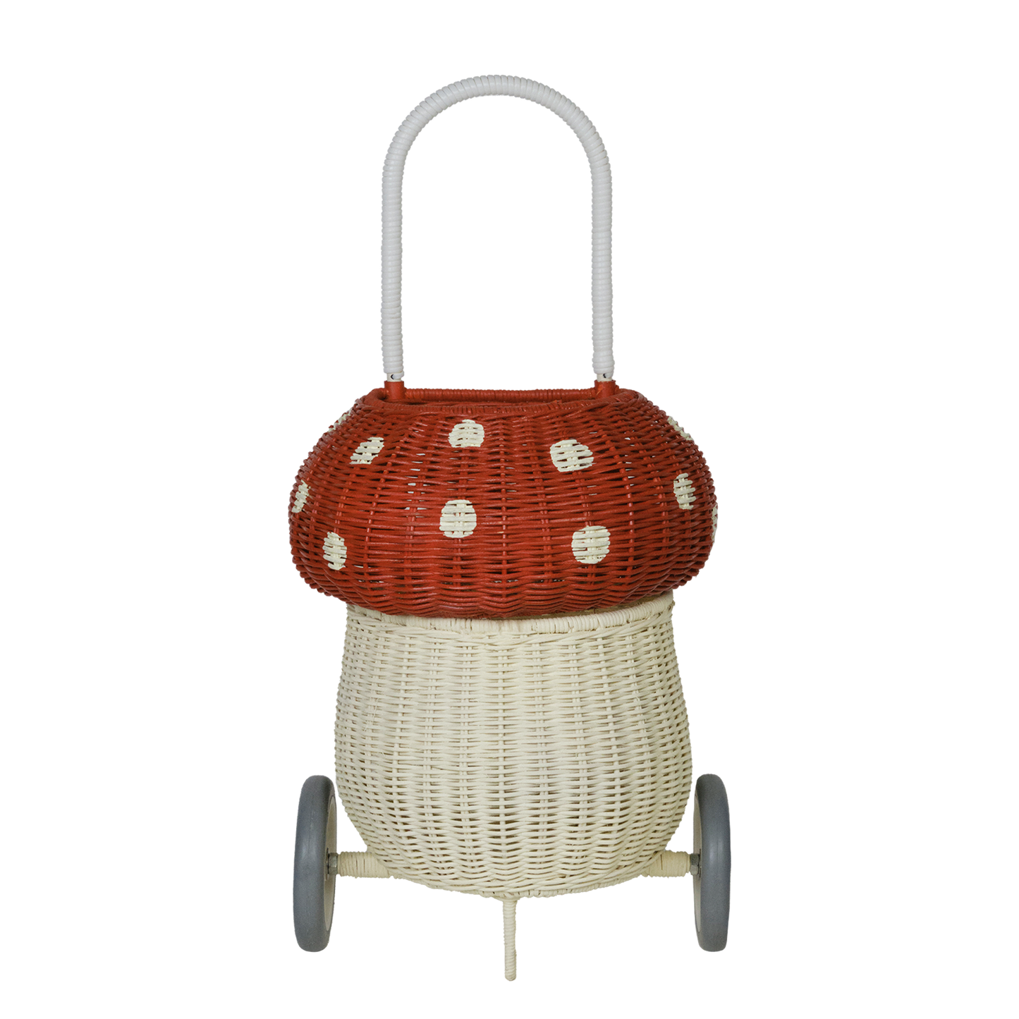 Rattan Mushroom Luggy - Red & White